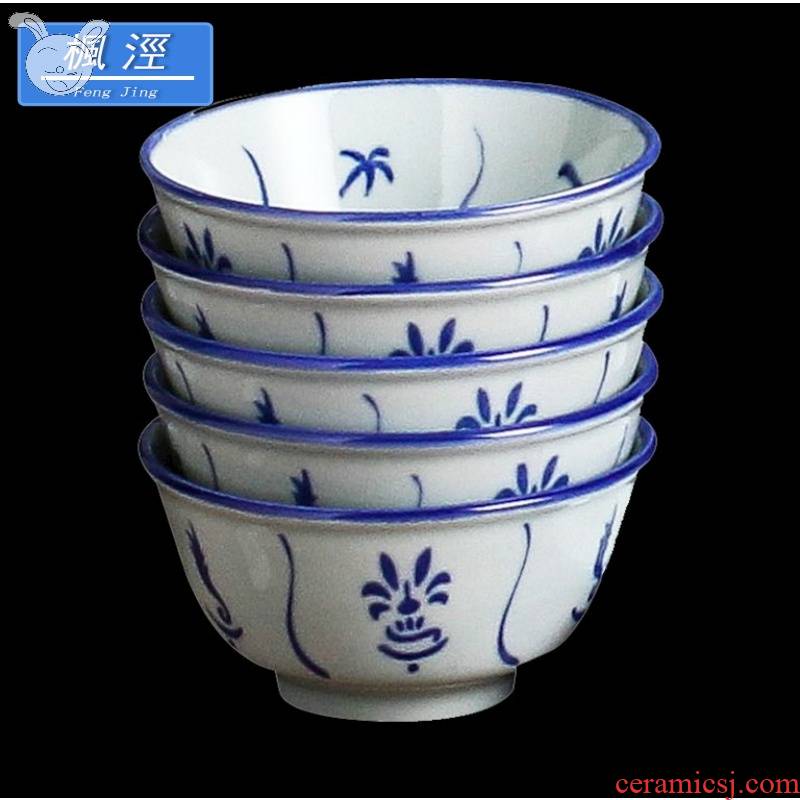 Jones, orchid bowls 4.5 inch ceramic blue and white new LAN kwai carp bowl bowl fights nostalgic retro tableware ancient.