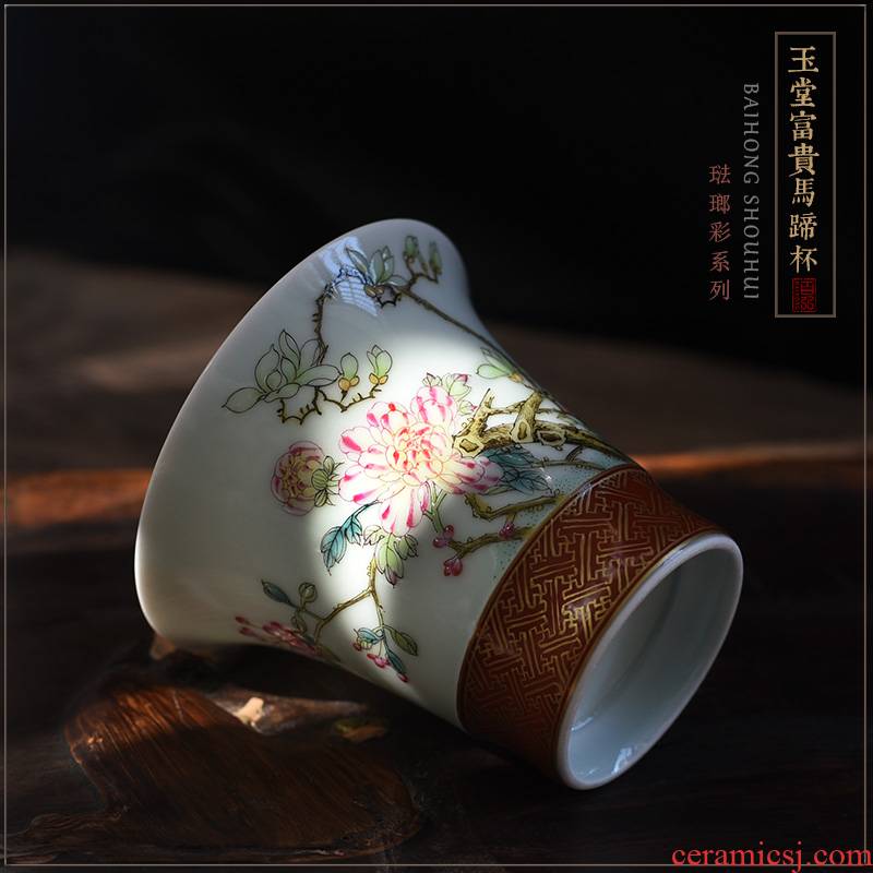 18 prosperous Hundred hong colored enamel CV wsop CPU master cup single CPU jingdezhen ceramic cups manual sample tea cup