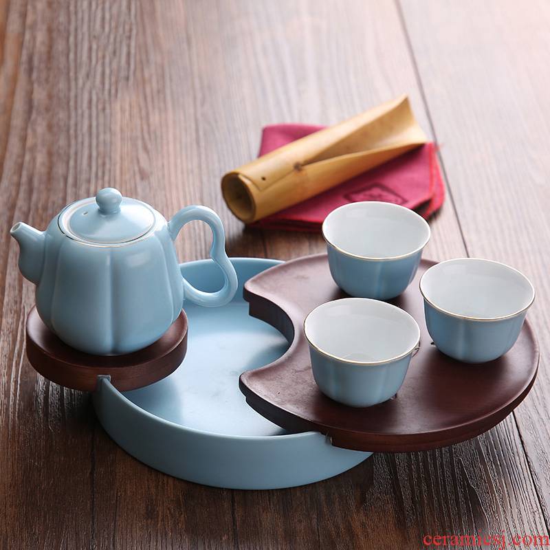 Jingdezhen ceramic tea set kung fu tea set modern travel portable bag the whole household mini little teapot