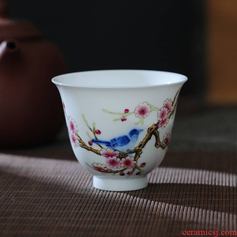 The Owl up jingdezhen blue and white checking ceramic tea set kung fu tea cup bell pay-per-tweet mui hand - made famille rose tea set