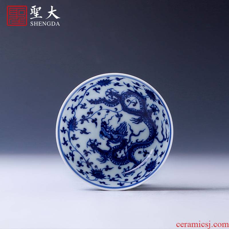Holy big ceramic flagship store kung fu tea cups jingdezhen blue and white tie up branch dragon master sample tea cup lamp that tea by hand