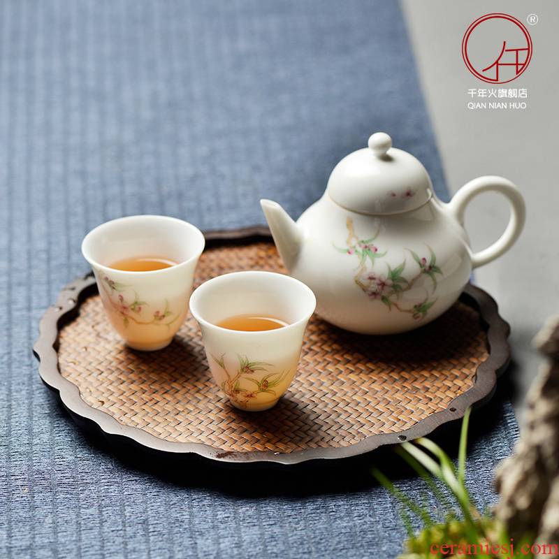 The Fire jingdezhen ceramic cups hand - made tea master cup one thousand kung fu tea set a pot of two cups