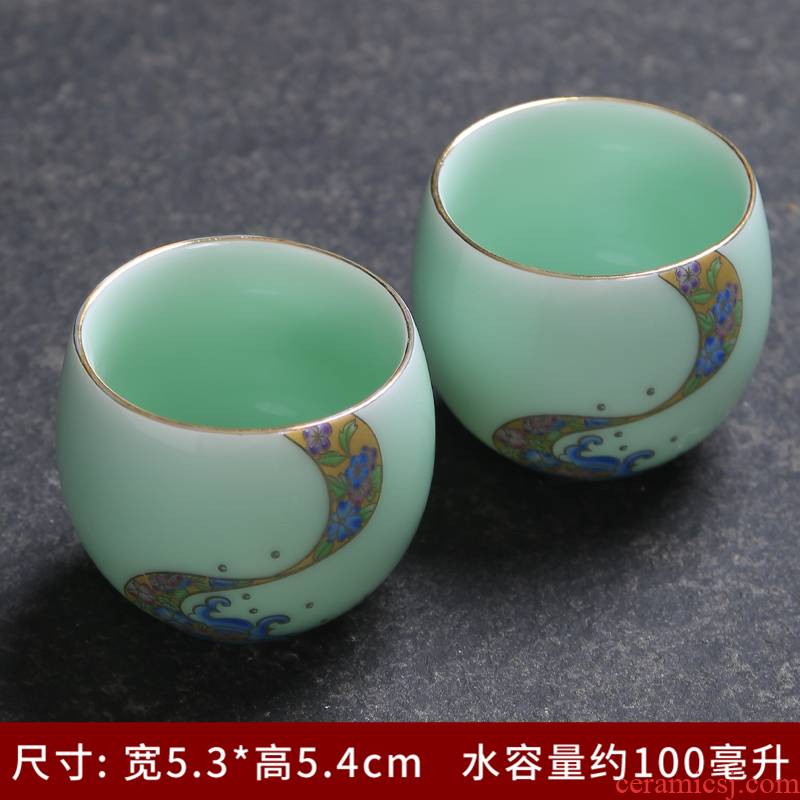 Tasted silver gilding celadon sample tea cup of jingdezhen ceramic individual small bowl kung fu tea master single CPU fragrance - smelling cup cup