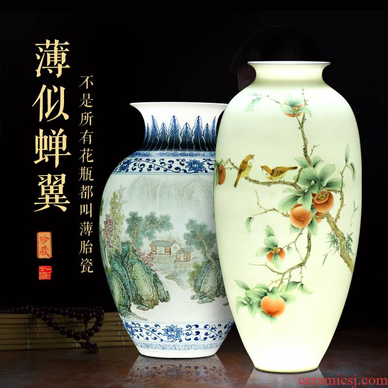 Blue and white porcelain jingdezhen ceramic vase furnishing articles flower arranging famous hand - made desktop decoration of Chinese style household furnishing articles
