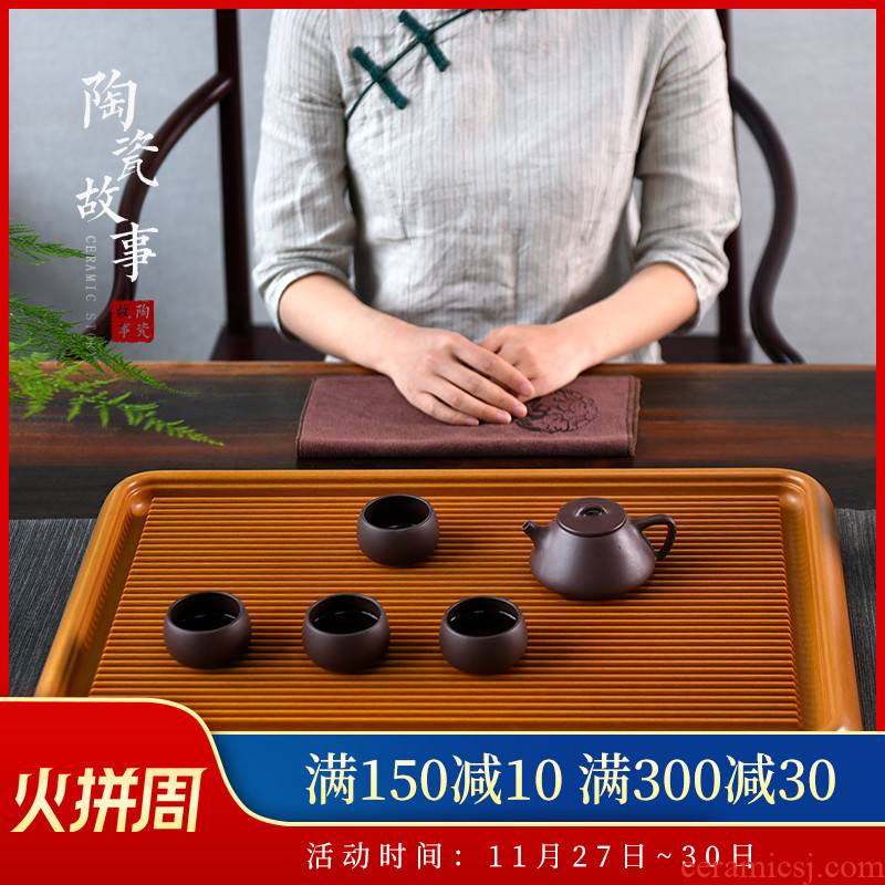 Ceramic story bakelite saucer plate of solid wood tea tray household contracted drainage type dry tea mercifully kung fu tea set