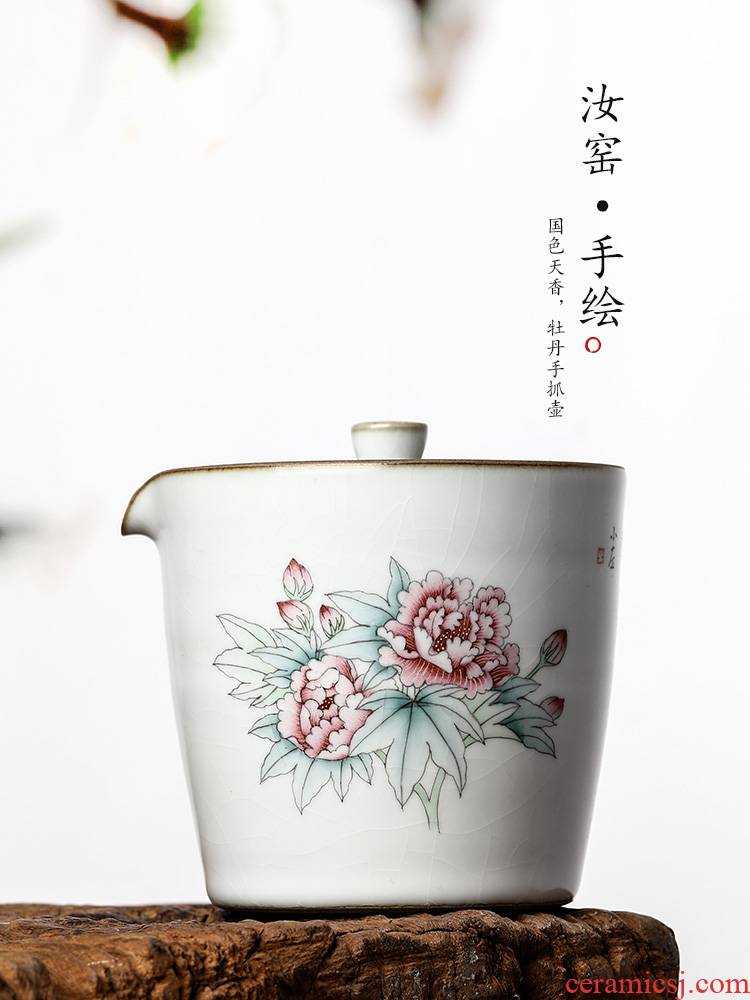 Kongfu tea hand grasp pot of pure manual your up tureen teapot jingdezhen hand - made peony hot tea getting out