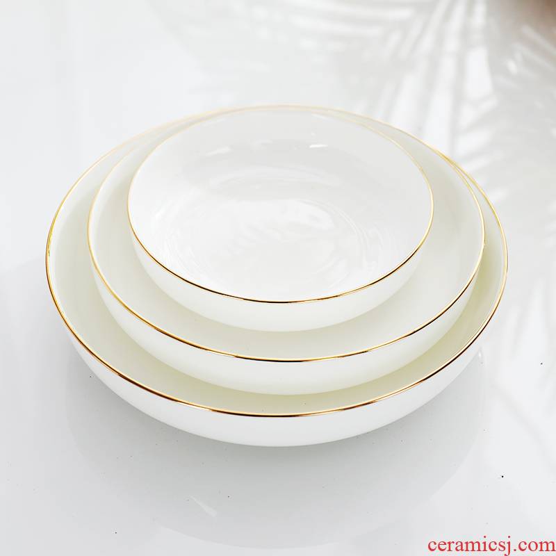 Ipads porcelain dishes son home deep dish European - style Jin Bianshang jingdezhen ceramic plate dish ideas of circular plate