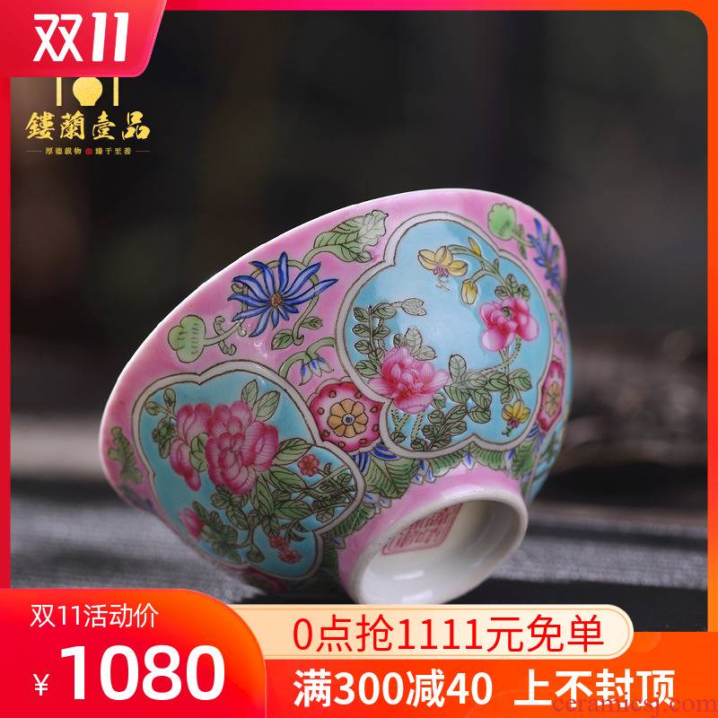 Jingdezhen hand - made to pastel pink flowers 盌 large manual master single cup tea bowl kung fu tea cups