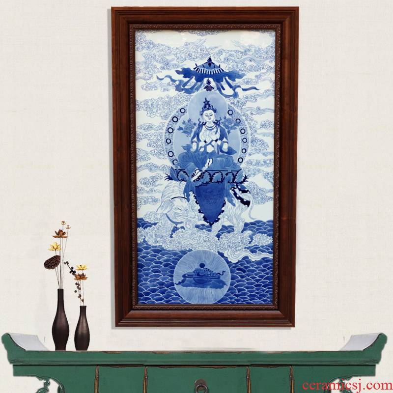 Jingdezhen ceramic blue and white figure of Buddha hand - made porcelain plate painter hangs a picture murals in the sitting room porch decoration