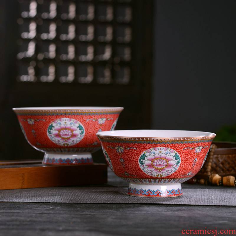 Jingdezhen ceramics bowl plates spoon suit Chinese style household ipads porcelain tableware rice porridge soup such as bowl bowl of long life