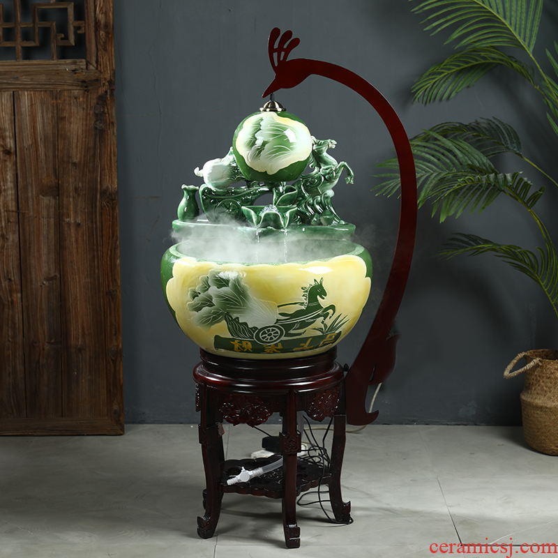 Jingdezhen ceramic aquarium put money circulating water ceramic filter goldfish bowl furnishing articles lotus feng shui vats