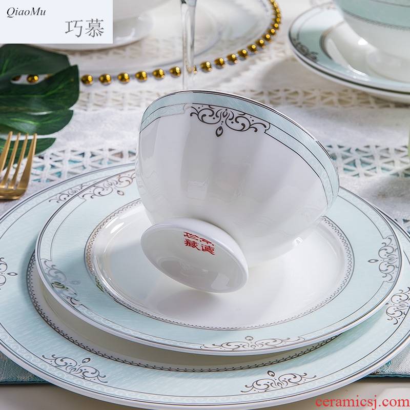 Qiao mu chopsticks sets of household of Chinese style of jingdezhen ipads China tableware ceramic dishes dishes to eat bread and butter dish bowl