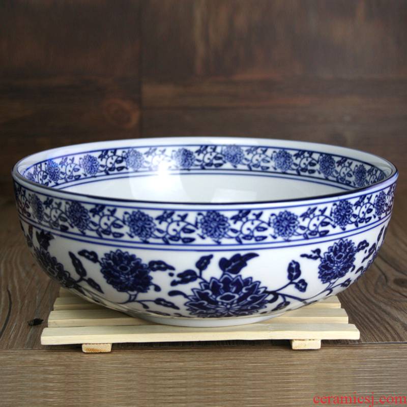 Hotel large soup bowl of blue and white porcelain tableware ceramics home large bowl of boiled fish pickled fish bathtub cubicle basin rainbow such as bowl ltd.