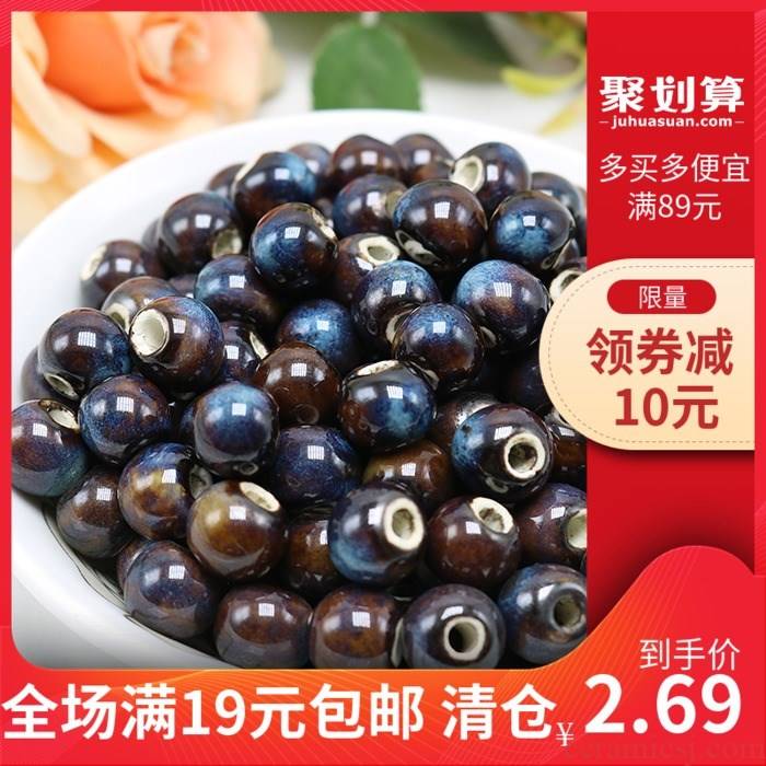 Jingdezhen ceramic beads flower glaze sapphire blue variable mm10 6 mm bead bags