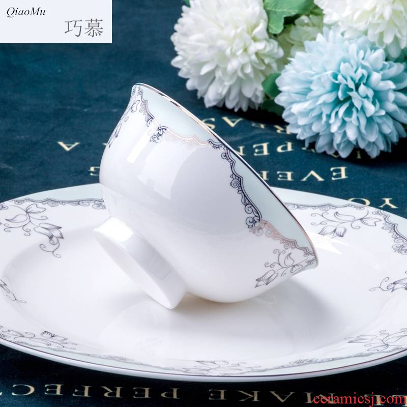 Qiao mu cutlery set dishes household of Chinese style and contracted jingdezhen bowls of ipads plate suit household dish bowl suit
