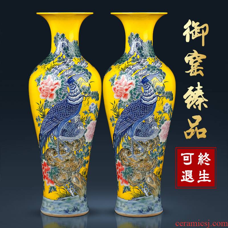 Jingdezhen ceramic big blue and white porcelain vase landed Chinese its sitting room home decoration furnishing articles housewarming gift