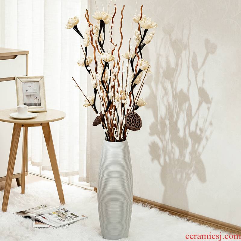 Home sitting room ground vase of jingdezhen ceramics European contracted flower arranging large dry flower decoration accessories furnishing articles