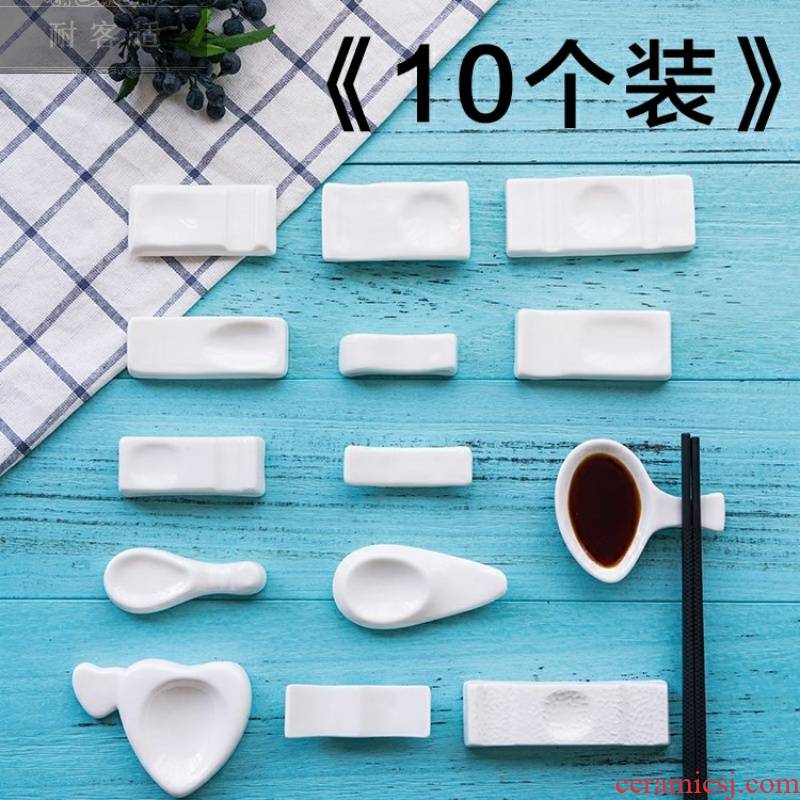 View the best hotel table white ceramic tableware chopsticks rack dual - purpose use chopsticks chopsticks pillow chopsticks spoon holder