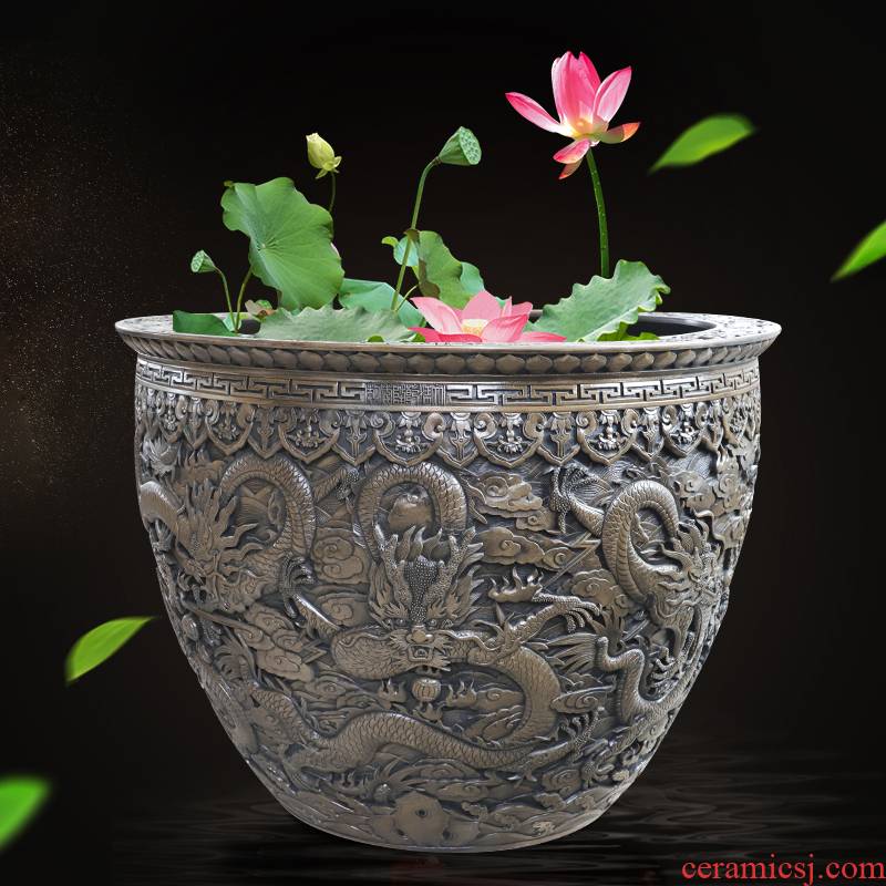 Jingdezhen porcelain carving dragon aquarium water lily cylinder tortoise courtyard large sitting room place water tanks