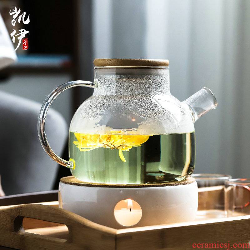 The Heat - resistant glass teapot ceramic based home warm tea stove heating base bamboo tray was suit make tea a cup of tea