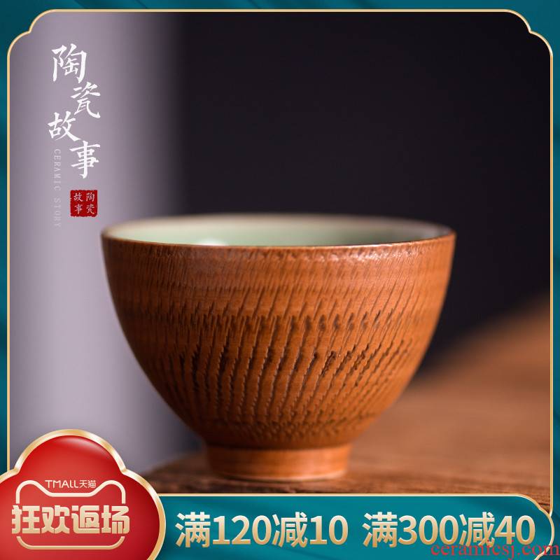 Ceramic story master cup single CPU yaoan - hand jump cut sample tea cup to collect gifts kung fu small tea cups