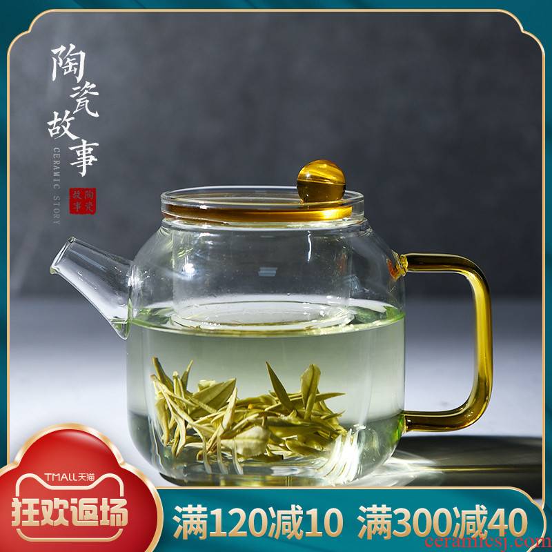 Ceramic story glass teapot high - temperature thickening filtering separation of tea, green tea teapot household utensils suits for