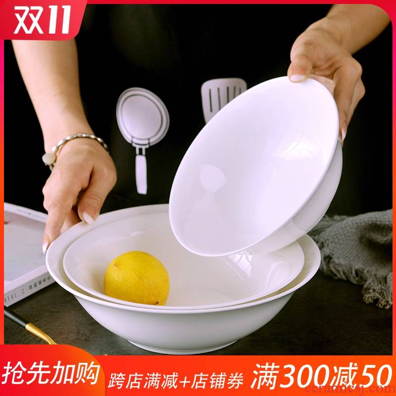 Household pure white ipads China large soup bowl ceramic eat rainbow such use Chinese soup basin creative contracted a single dish bowl