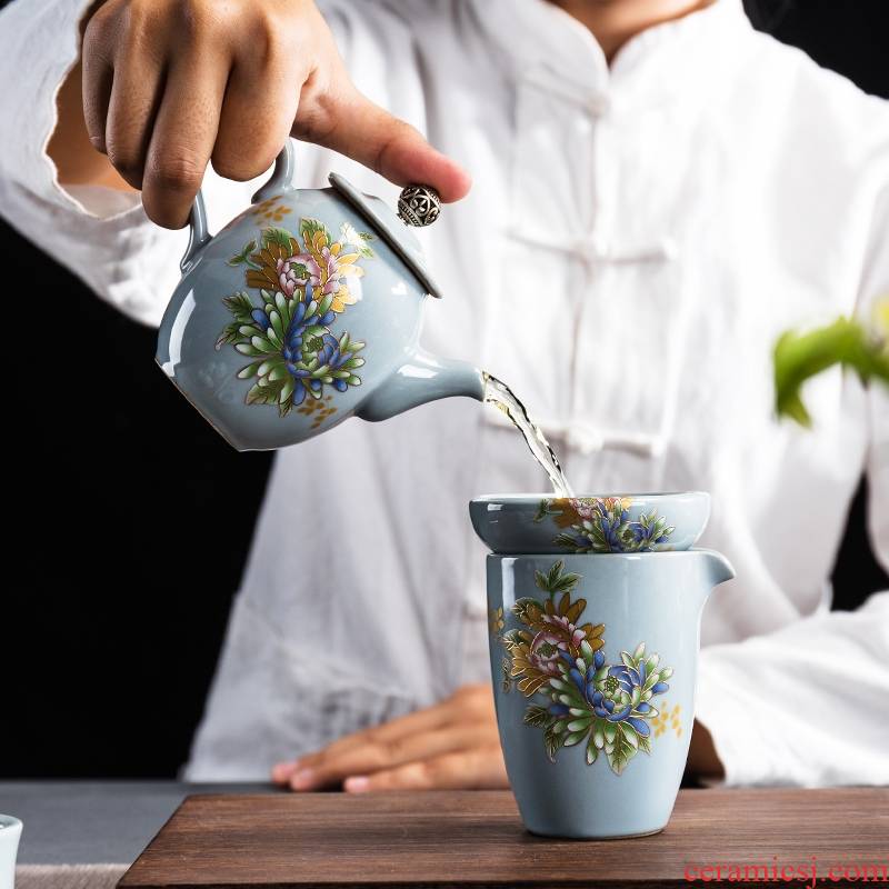 Longed for home opportunely on elder brother up kung fu tea set a complete set of ceramic tea cup lid to use European tea set gift box