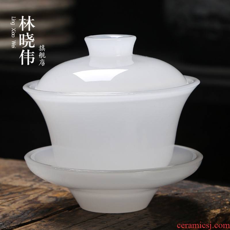 Jade porcelain tureen tea cups white porcelain glass heat 3 to make tea bowl set a single large kung fu tea set