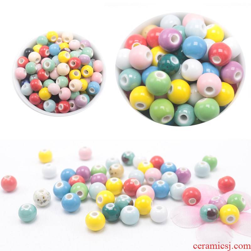 Jingdezhen ceramic beads checking beaded female beads multicolor mixed loose bead diy accessories color bead bracelet necklace