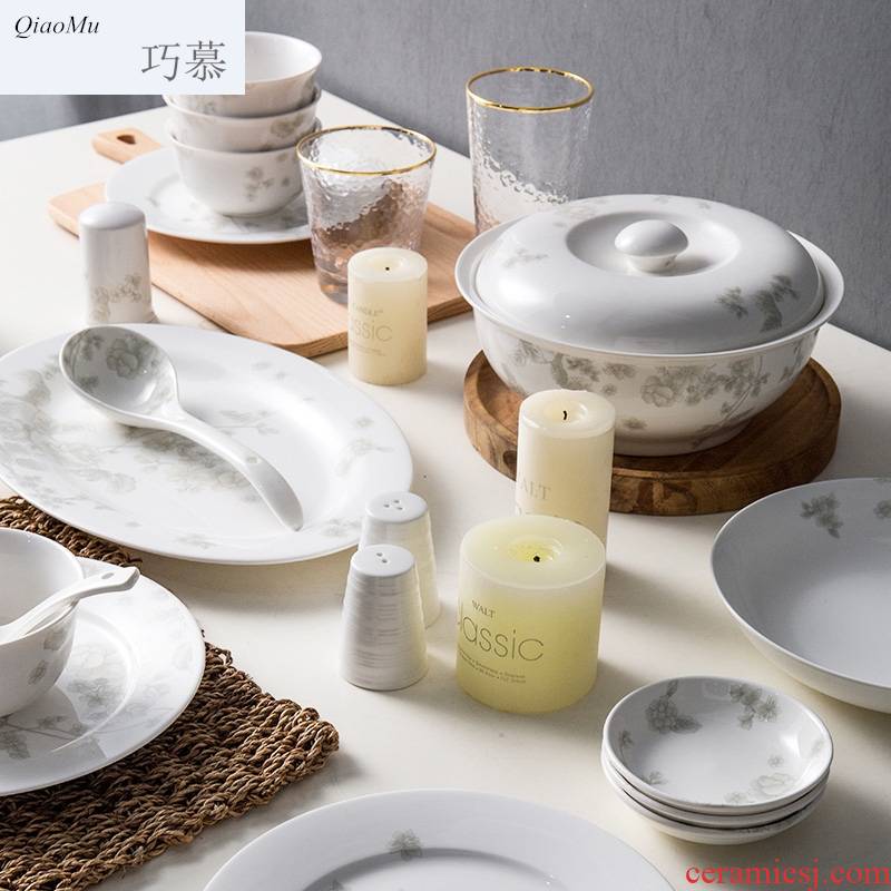 Qiam longed for home opportunely creative ceramic Korean Chinese bowl dishes chopsticks kitchen set tableware gift sets