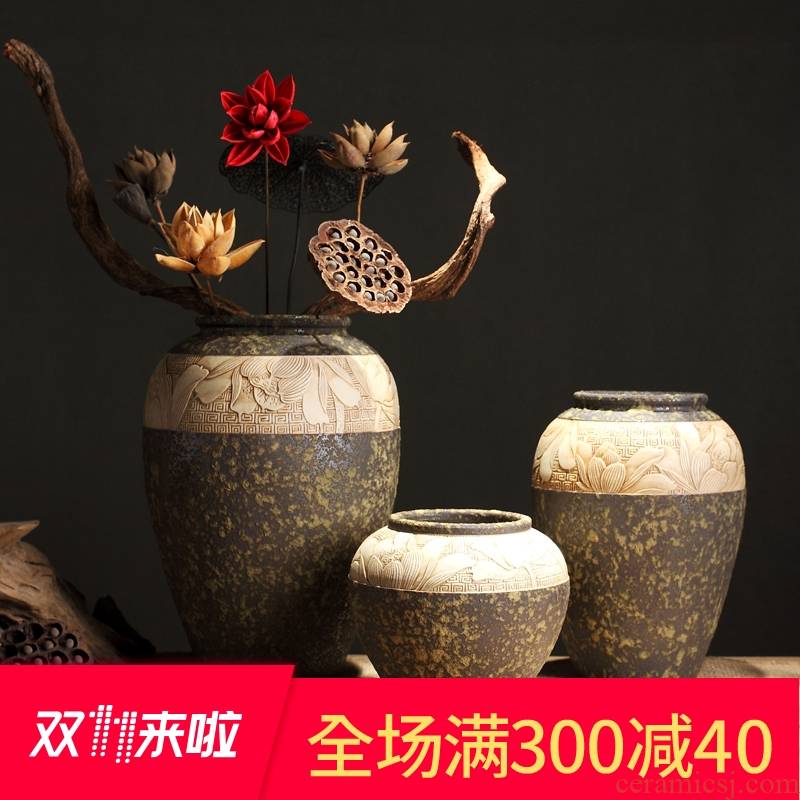 Zen POTS of new Chinese style restoring ancient ways of coarse some ceramic porcelain vase dry flower pot of primitive simplicity manual its decorative furnishing articles