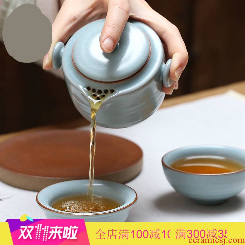The Poly real boutique scene. Travel kunfu tea set hand grasp portable crack pot of jingdezhen ceramics cup creative cup