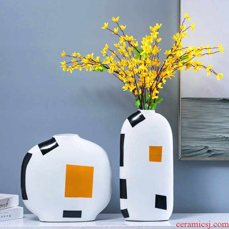 Modern Nordic light key-2 luxury ceramic vase furnishing articles show originality contracted sector dry flower arranging flowers sitting room adornment