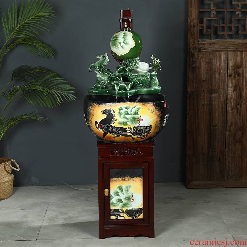 Jingdezhen ceramic goldfish bowl basin aquarium water lily king turtle circulation water bowl lotus lotus cylinder cylinder
