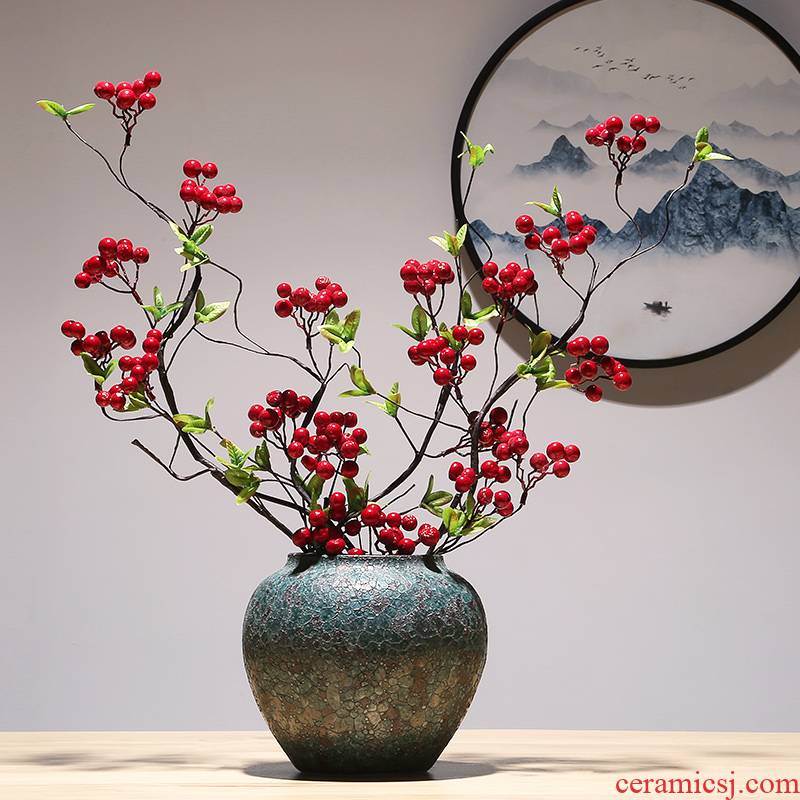Jingdezhen modern creative craft vase household decoration vase of TV bar face new Chinese pottery and porcelain vase