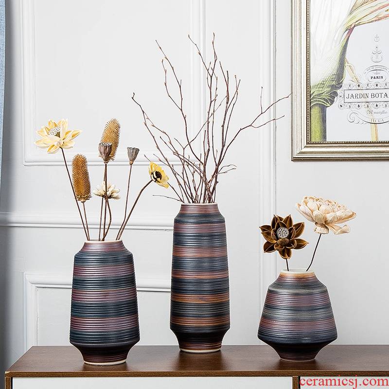 Ceramic vases, furnishing articles decorations living room TV cabinet flower arranging, creative new Chinese style decoration Japanese zen move