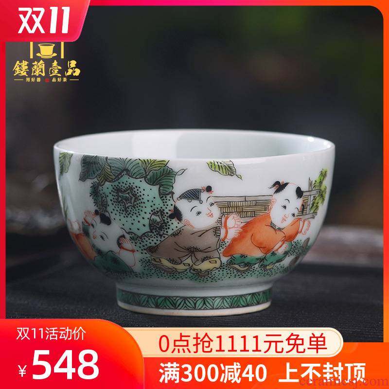 Jingdezhen ceramics hand - made colors the lad master cup tea single CPU kunfu tea, personal use
