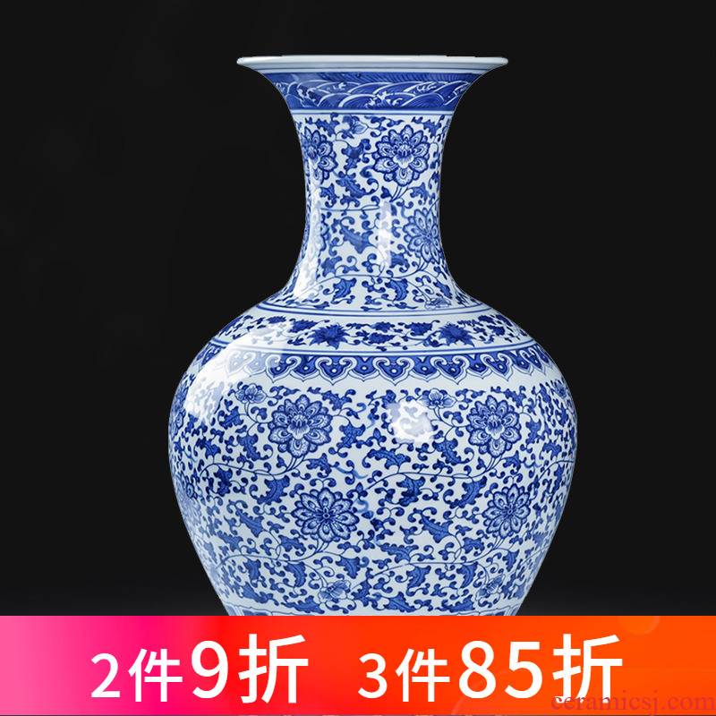 Jingdezhen porcelain ceramic large blue and white porcelain vase landed furnishing articles of new Chinese style household flower arrangement sitting room adornment