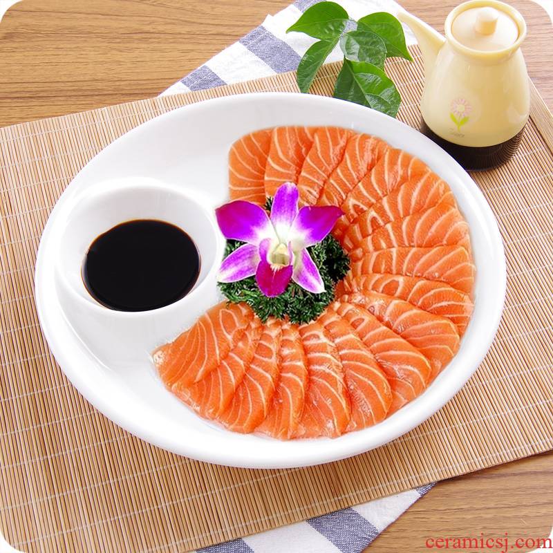 Pure white ceramic circle have case with sushi vinegar dish dish moonlight dim sum dish home dishes dumplings plate mail