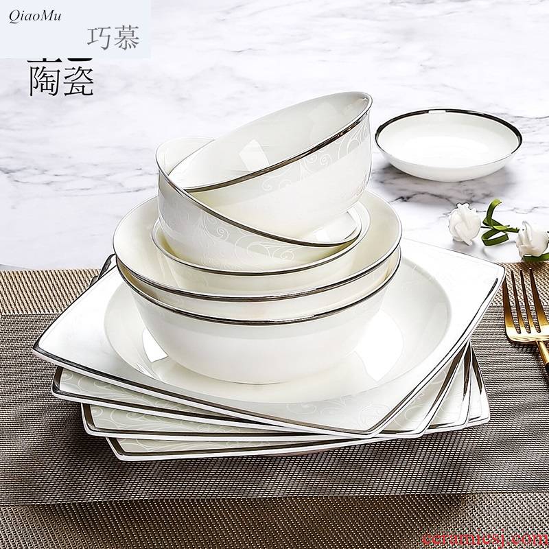 Qiao mu dishes suit household up phnom penh ipads porcelain tableware suit dishes of jingdezhen ceramic bowl chopsticks sets of northern Europe