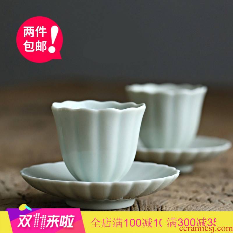 The Poly real view jingdezhen manual archaize sample tea cup kung fu masters cup small plant ash glaze ceramic cups lace