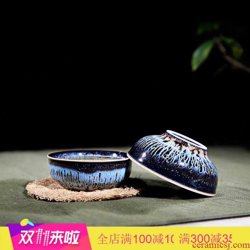 . Poly real boutique scene kung fu tea sample tea cup jingdezhen ceramic tea set manually variable temmoku pu - erh tea cup S