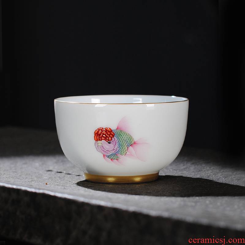 Owl up jingdezhen tea kung fu jade clay ceramic cups hand - made thin foetus master single cup a cup of tea cups