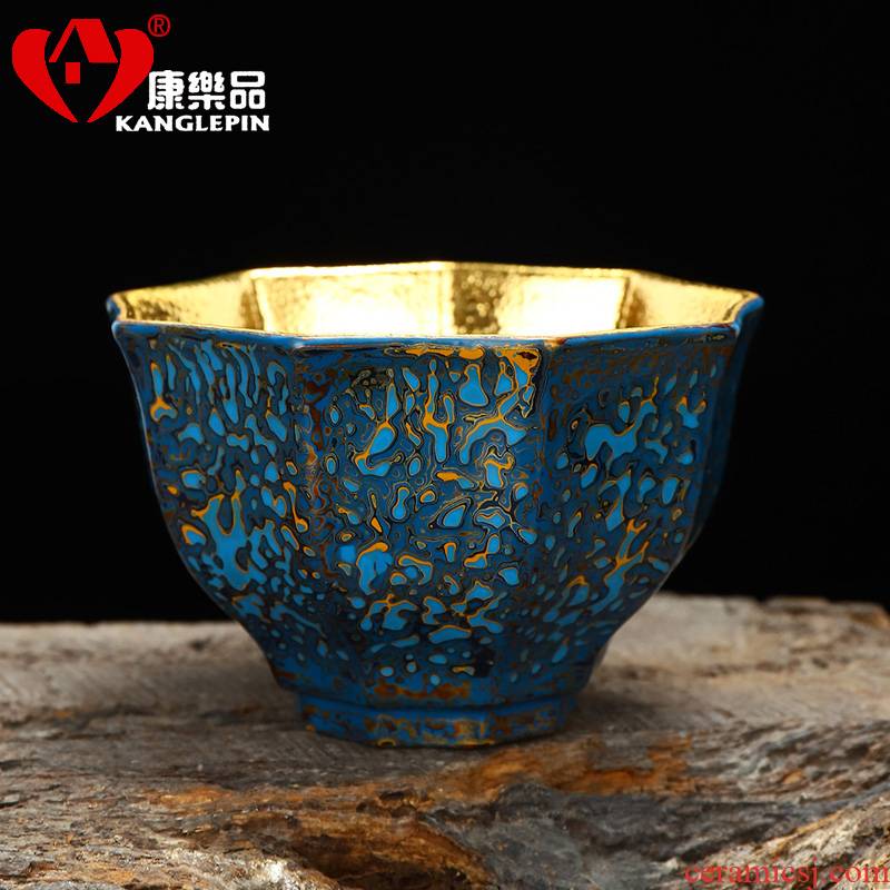 Recreational taste Chinese lacquer rhinoceros leather technology Chinese lacquer violet arenaceous gold cup of pure manual master cup of the big capacity of 185 ml