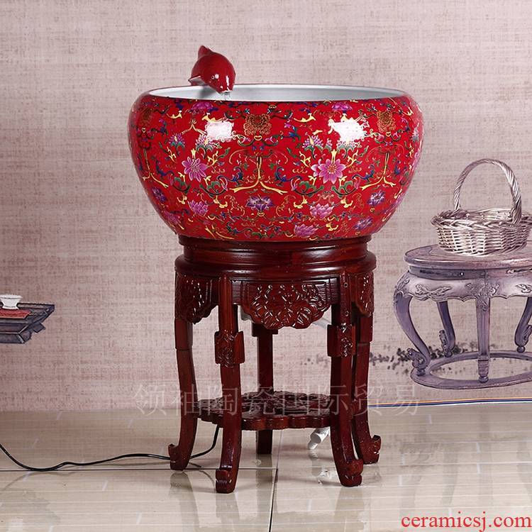 Ornamental fish bowls ceramic Chinese red water aquarium aquarium goldfish bowl Europe type style living room