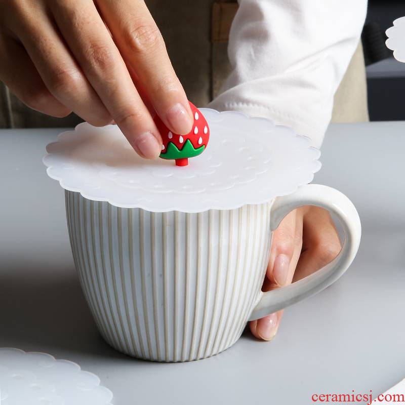 Cartoon food - grade silicone cup cover sealed vacuum cup cover general dustproof ceramic keller cup lid