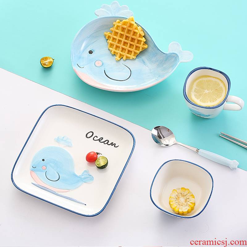 Little last come unstuck ceramic meal plate tableware suit means express cartoon baby home creative breakfast in infants