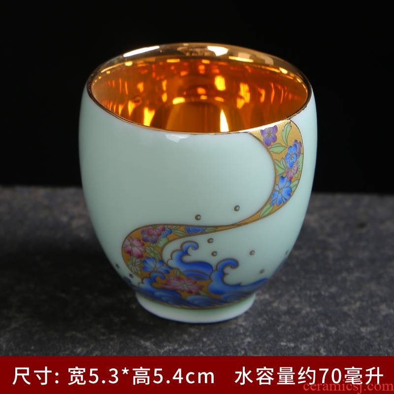Jingdezhen ceramic famille rose colored enamel celadon masters cup single CPU use kung fu tea tea tea tasted silver gilding