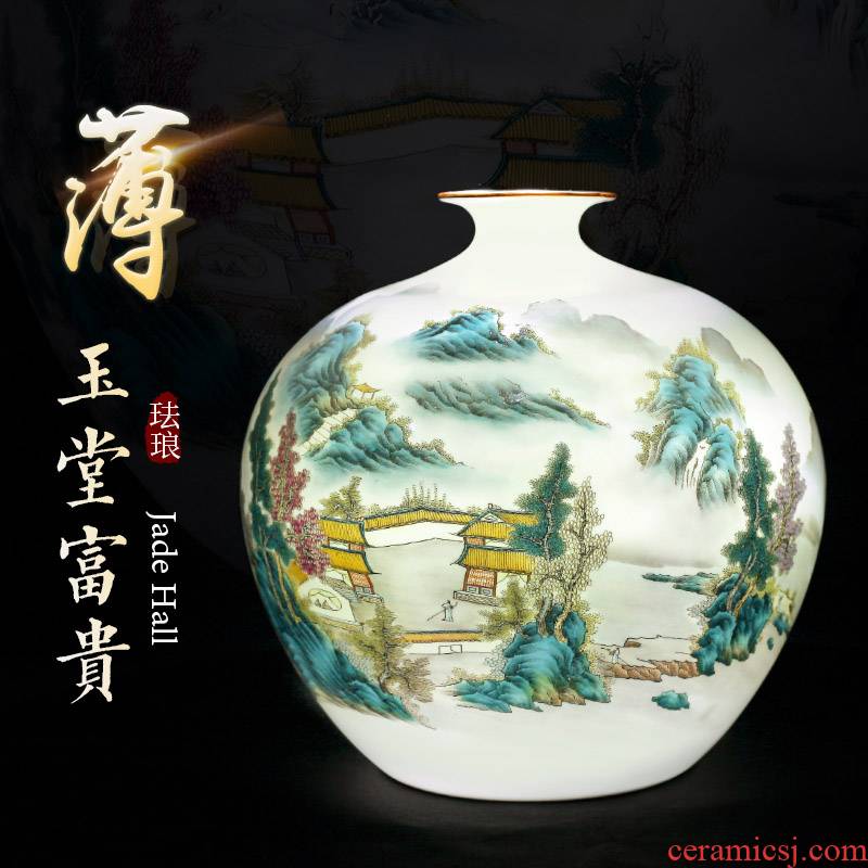 Jingdezhen ceramic vase furnishing articles trumpet flower arranging Chinese style restoring ancient ways thin foetus famous antique hand - made sitting room adornment